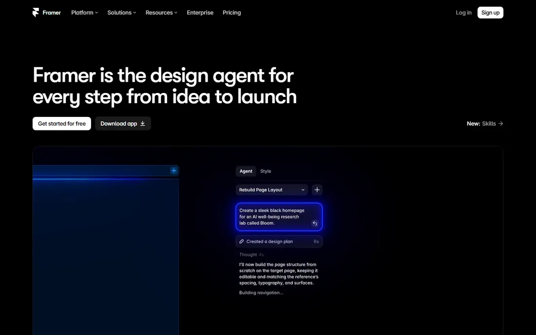 Framer homepage