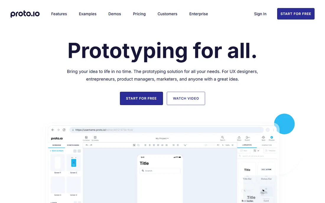Proto.io homepage