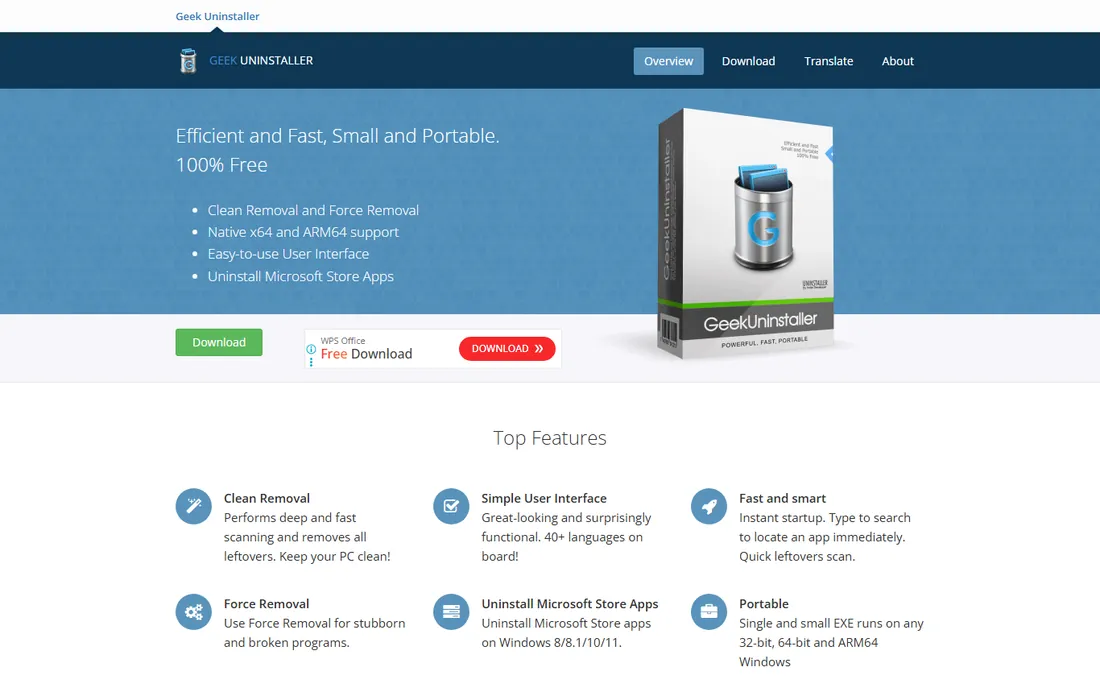 Geek Uninstaller homepage
