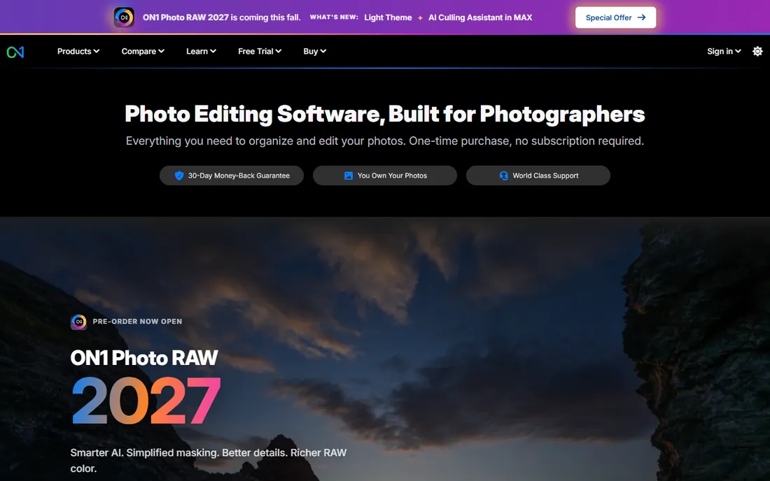 ON1 Resize AI homepage