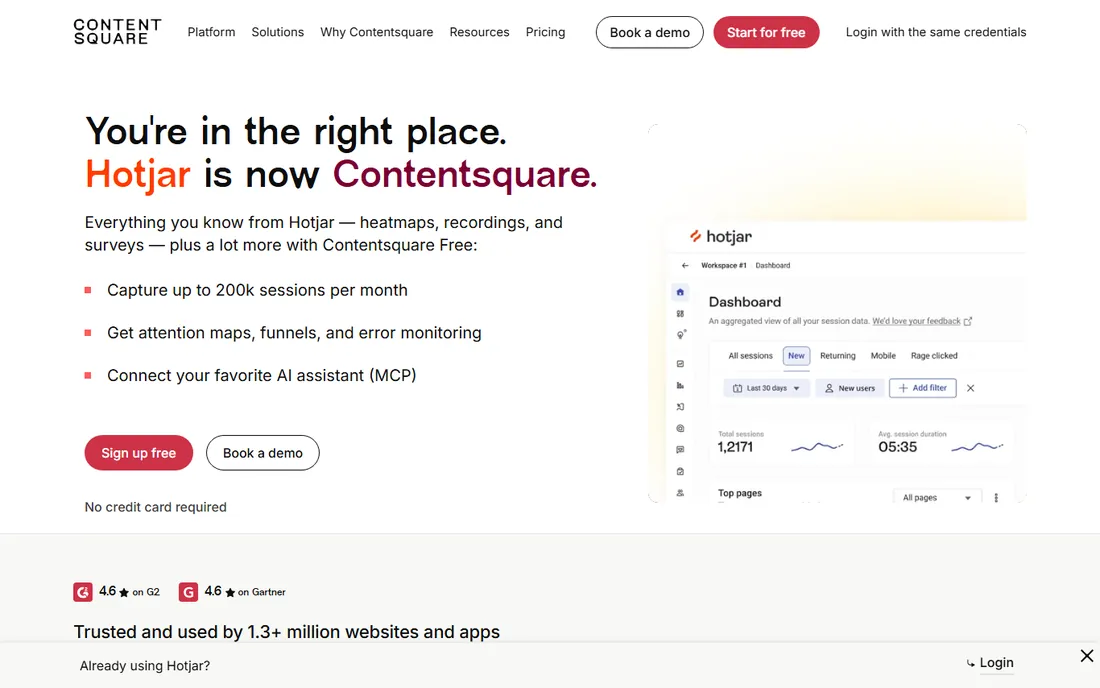 Hotjar homepage