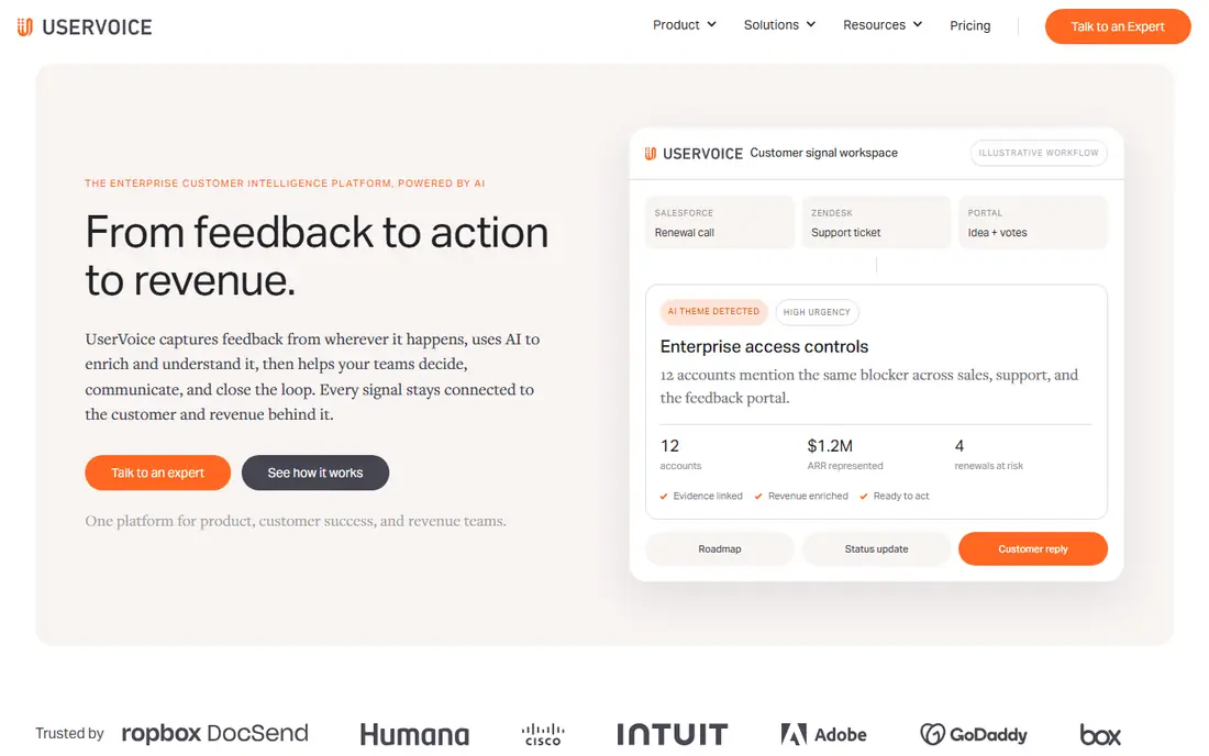 UserVoice homepage