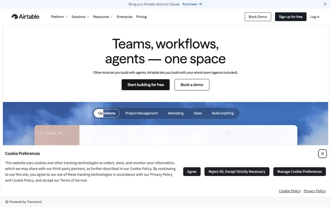 Airtable homepage