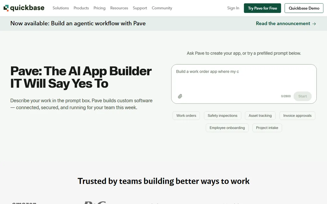 Quickbase homepage