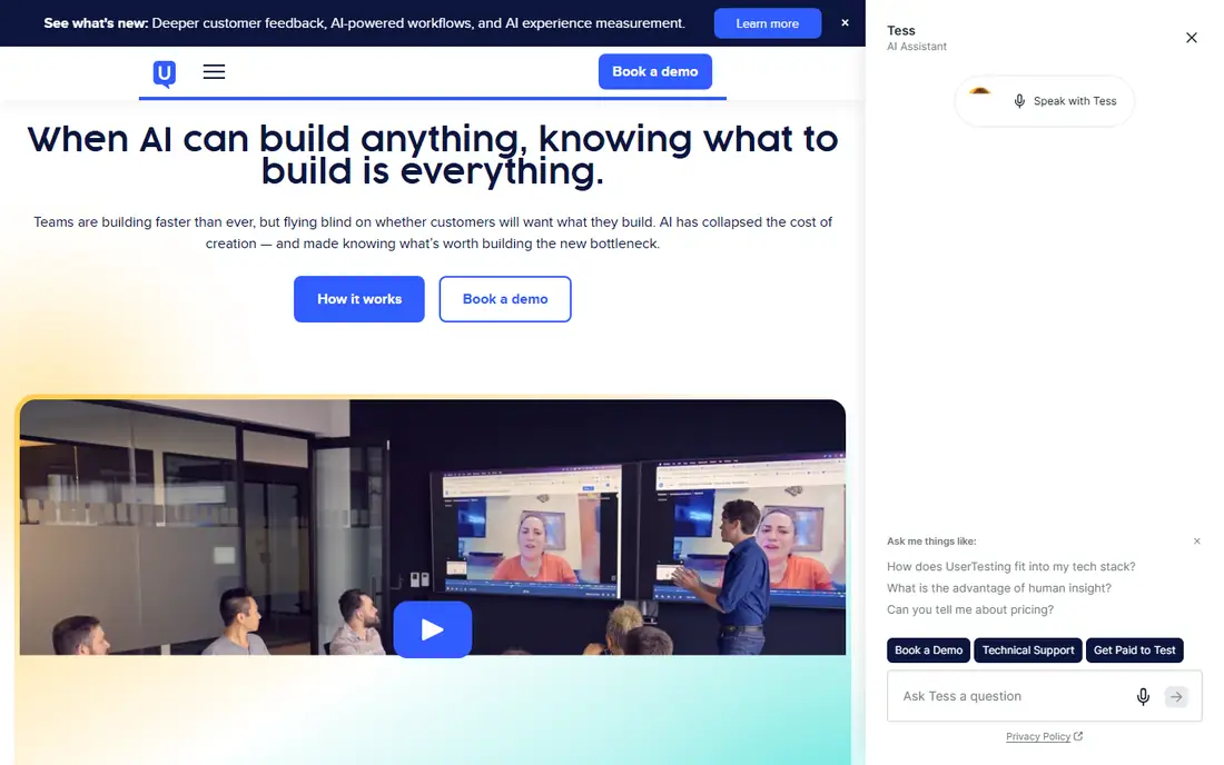 UserTesting homepage