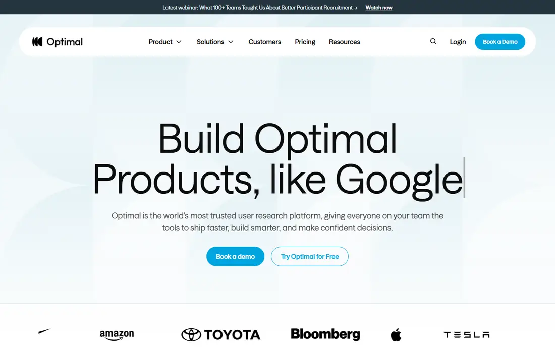 Optimal Workshop homepage
