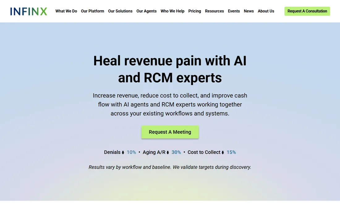 Infinx homepage
