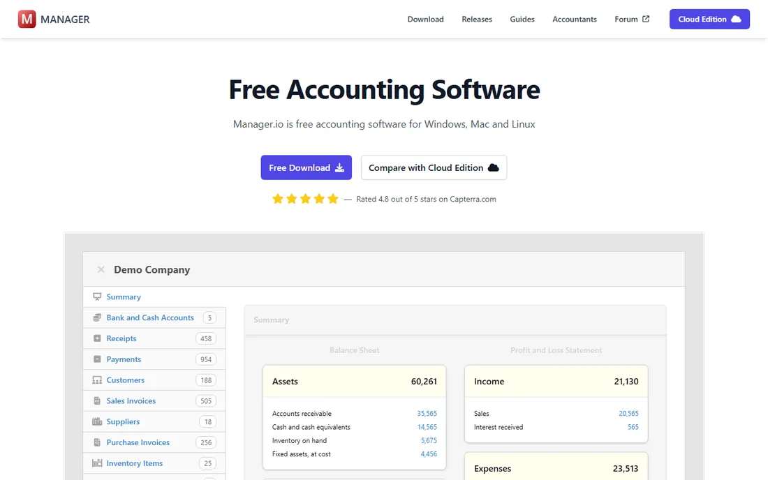 Manager.io homepage