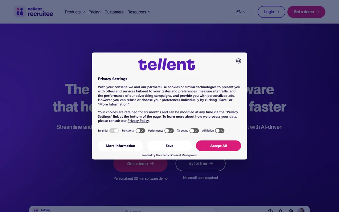 Recruitee homepage