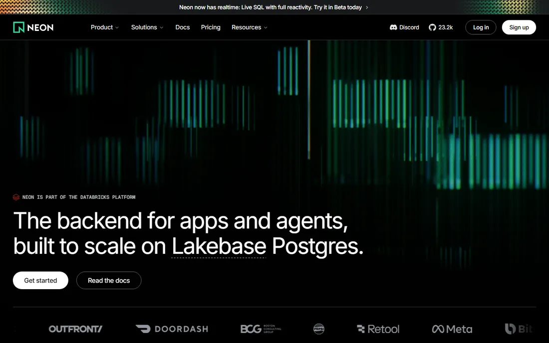 Neon homepage