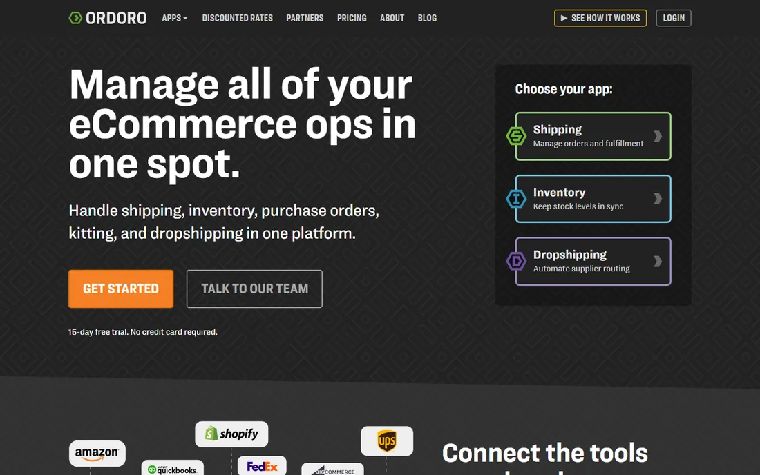 Ordoro homepage