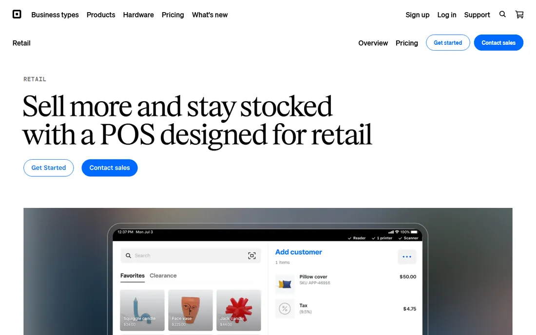 Square for Retail homepage