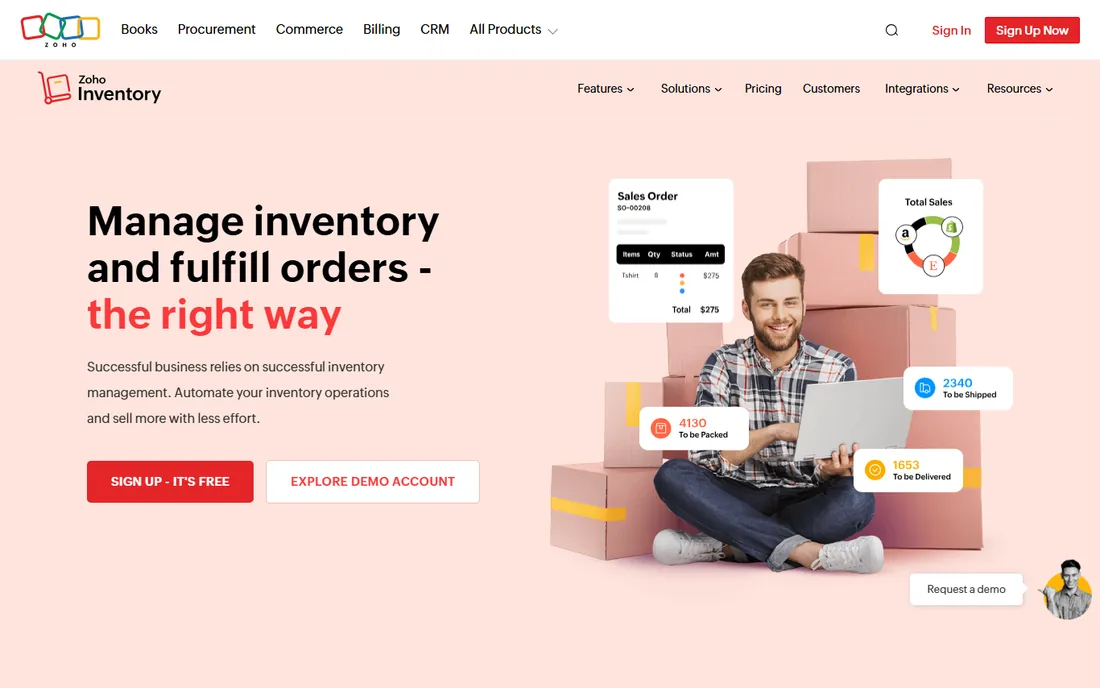 Zoho Inventory homepage