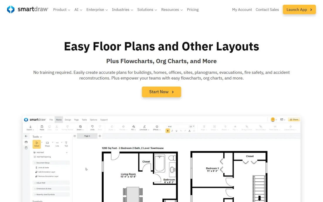 SmartDraw homepage