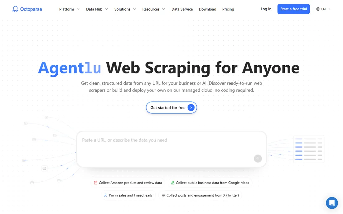 Octoparse homepage