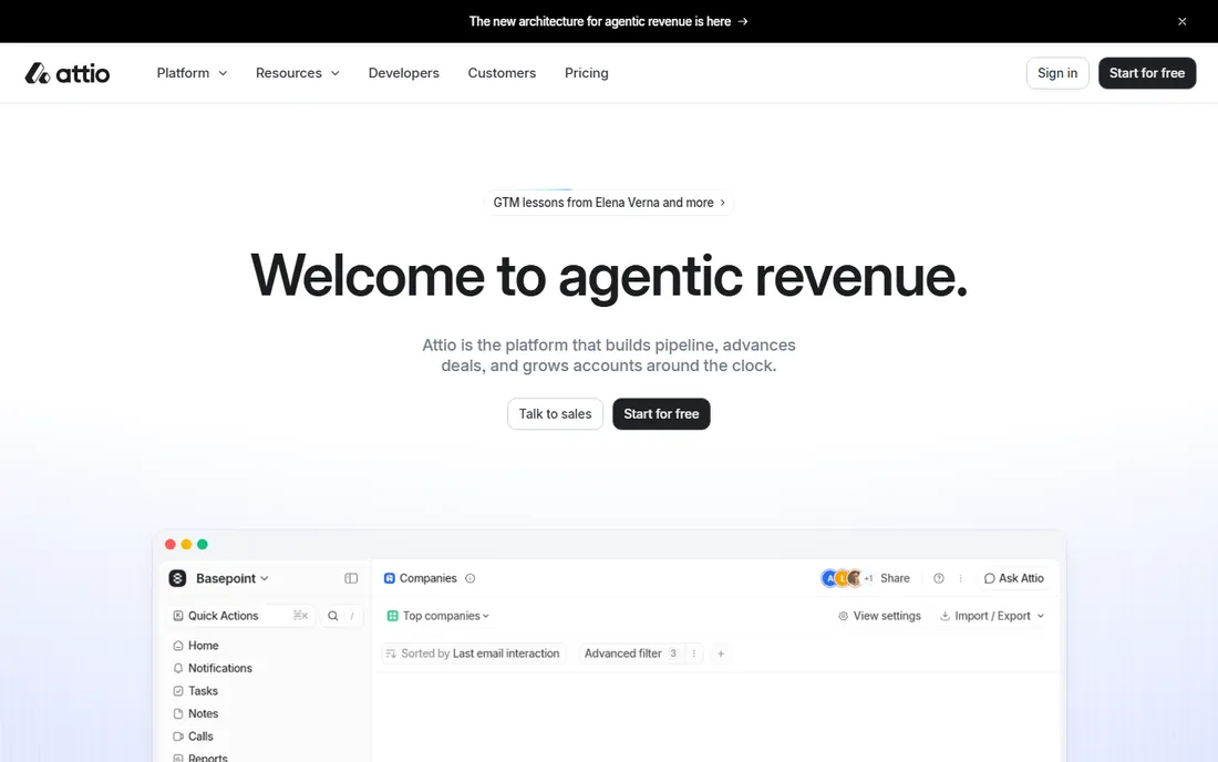 Attio homepage