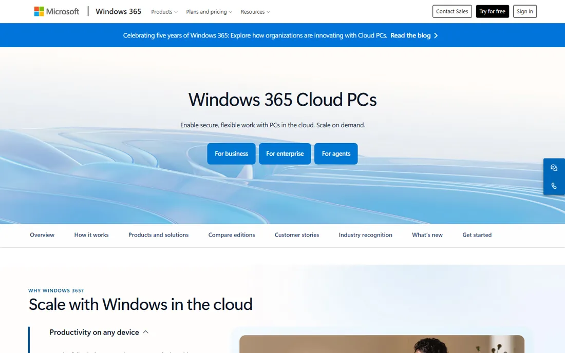 Windows 365 homepage