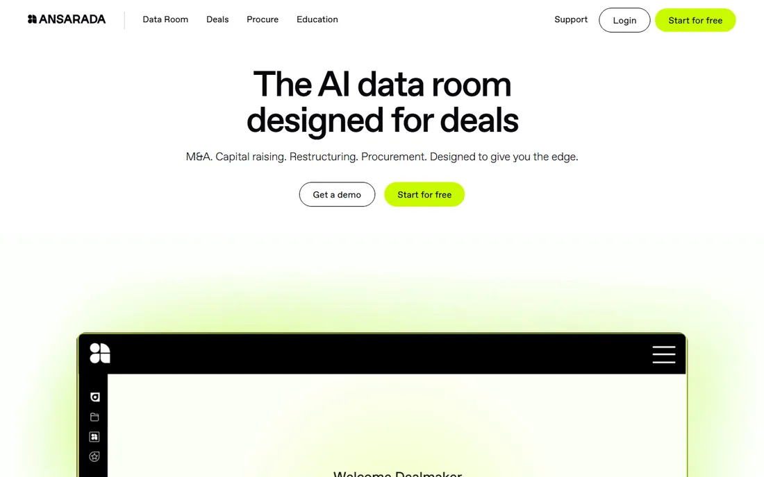 Ansarada homepage