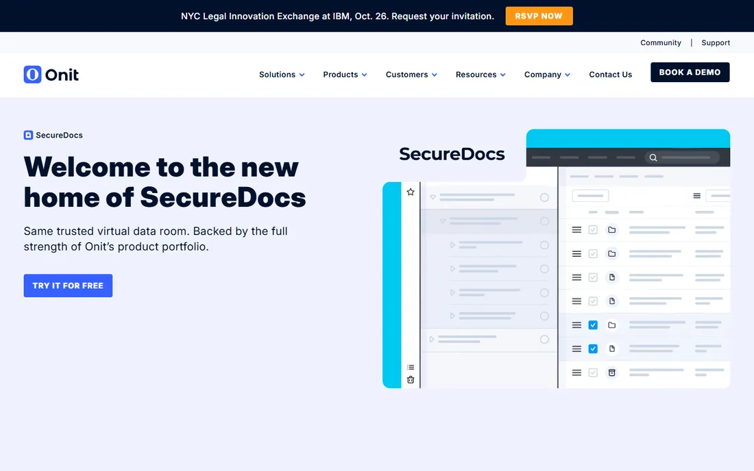SecureDocs homepage