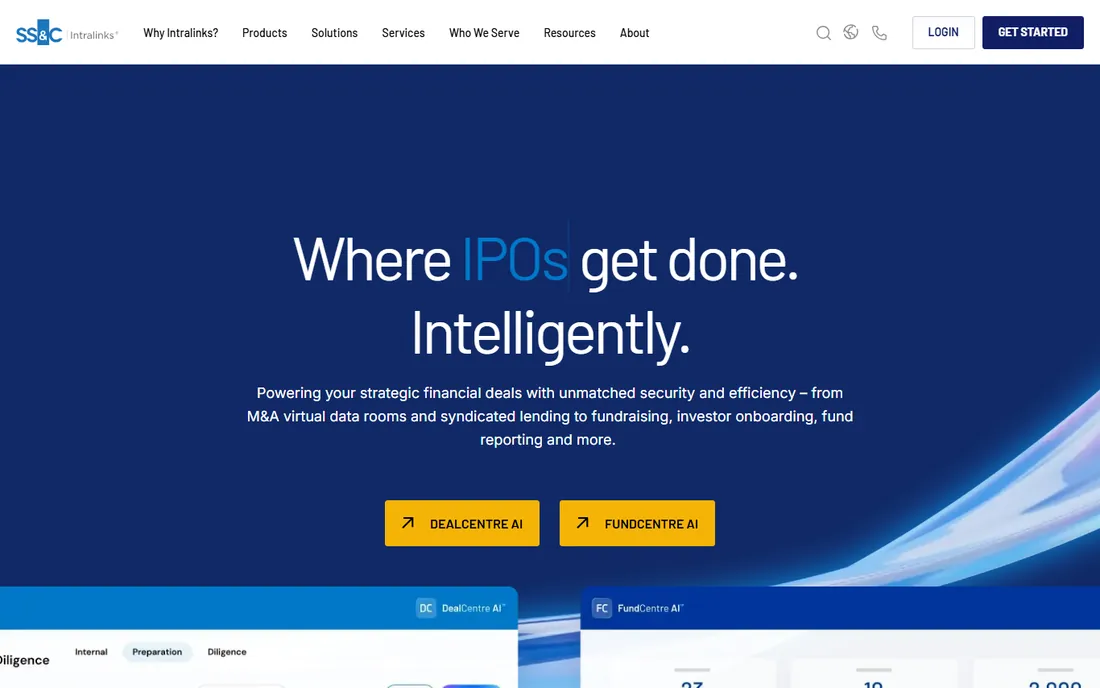 SS&C Intralinks homepage