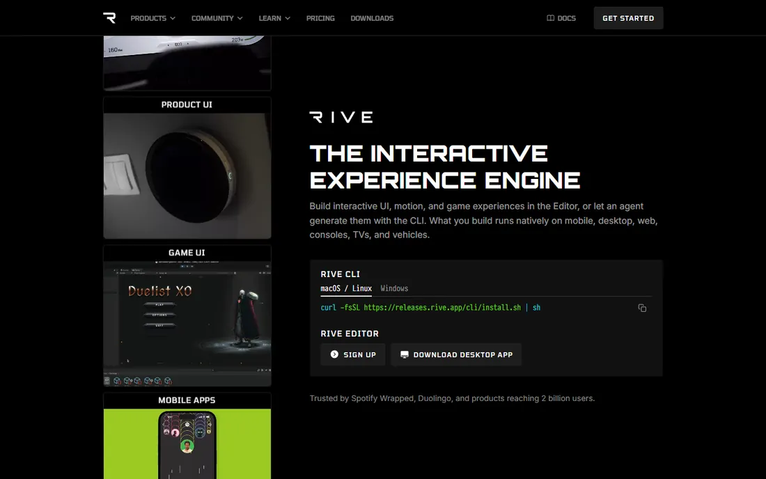 Rive homepage