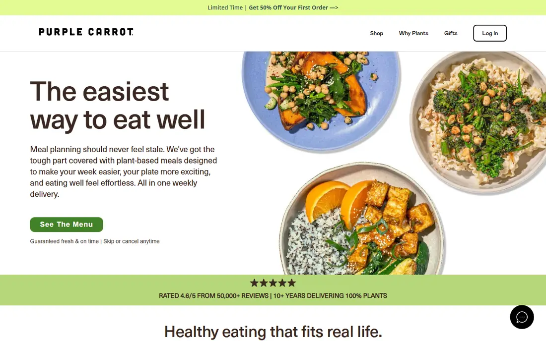Purple Carrot homepage