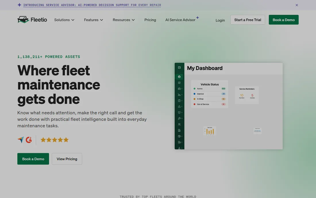 Fleetio homepage