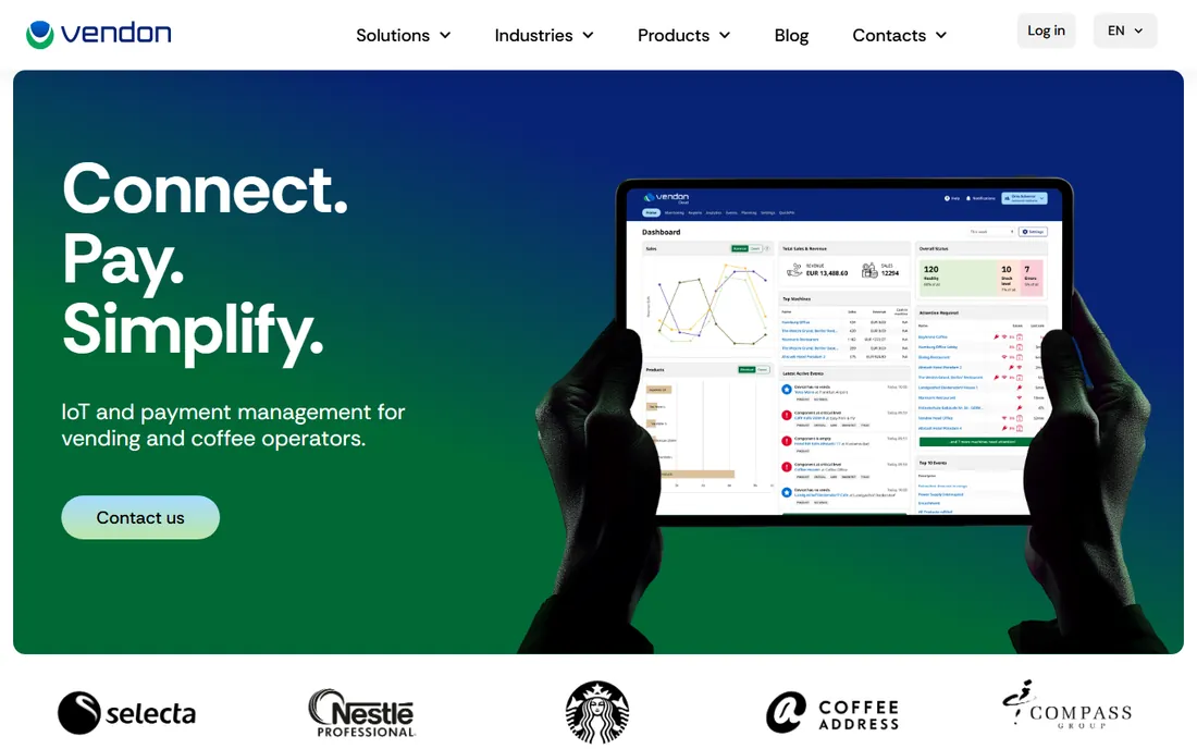 Vendon homepage