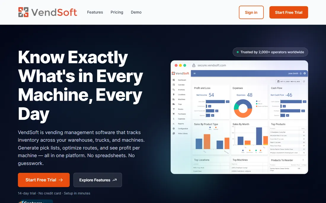 VendSoft homepage