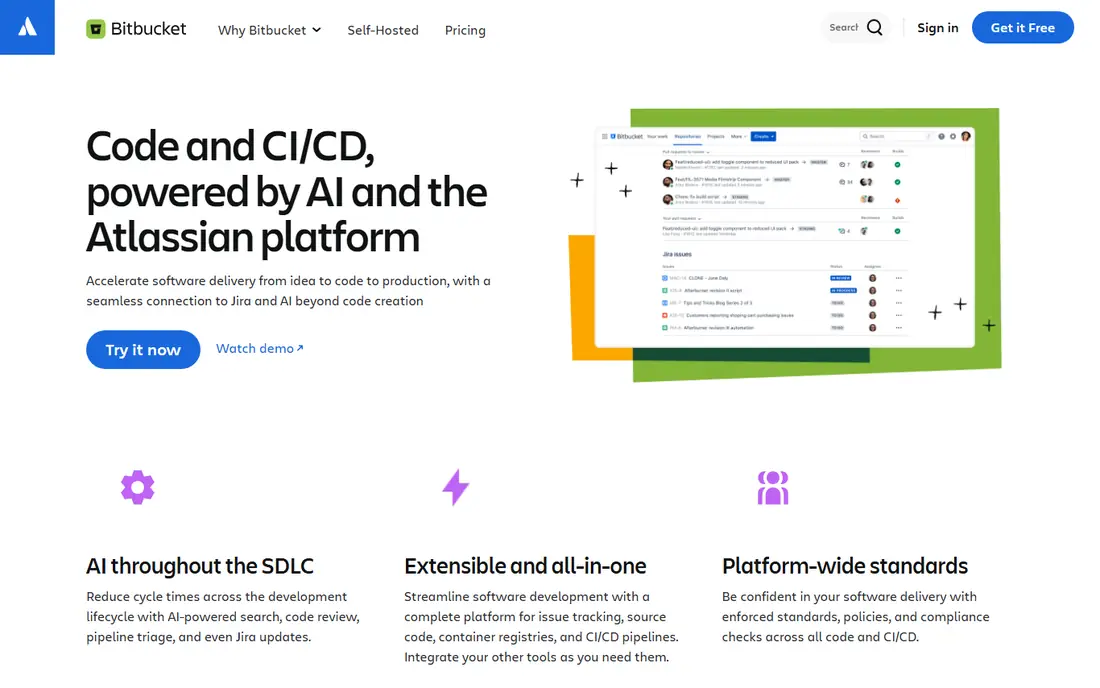 Bitbucket homepage