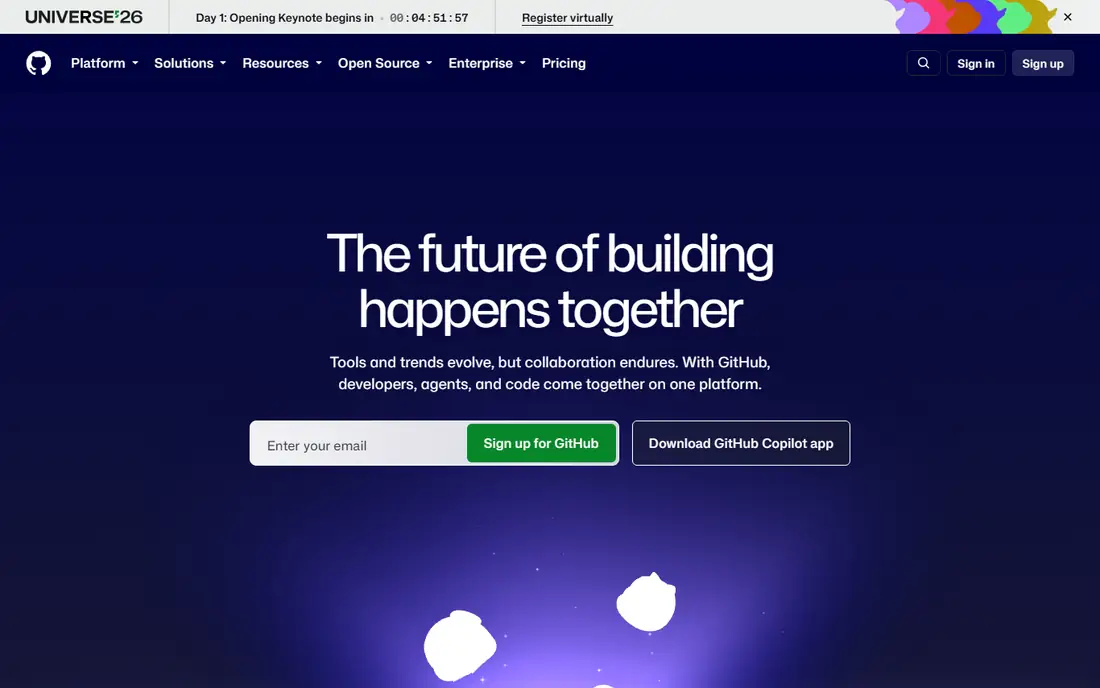 GitHub homepage