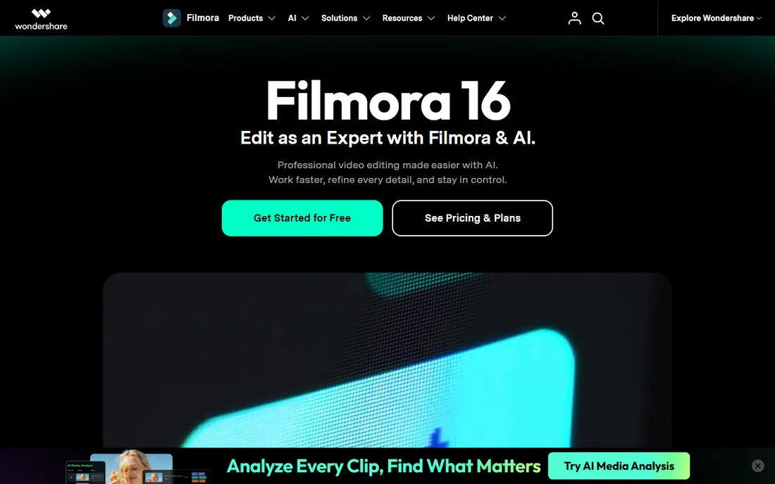 Filmora homepage