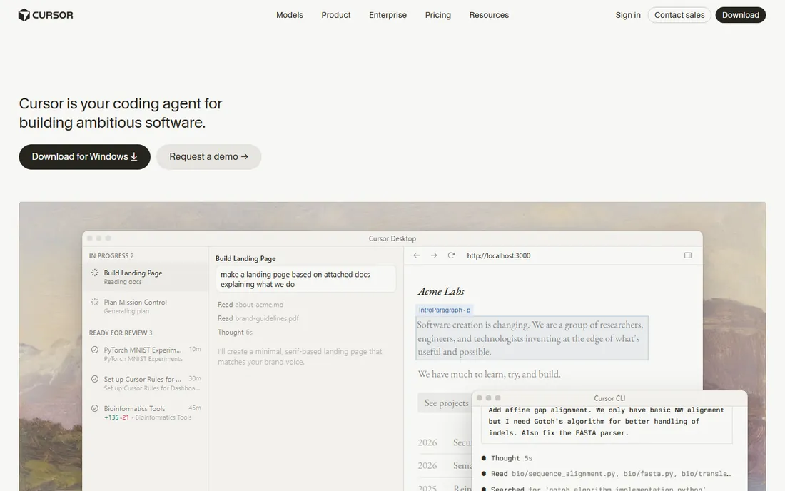 Cursor homepage