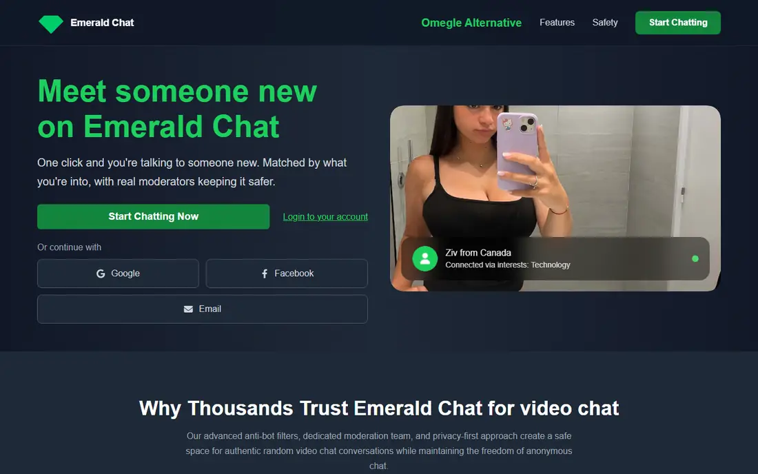 Emerald Chat homepage