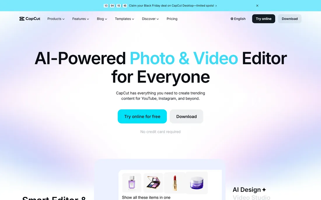 CapCut homepage