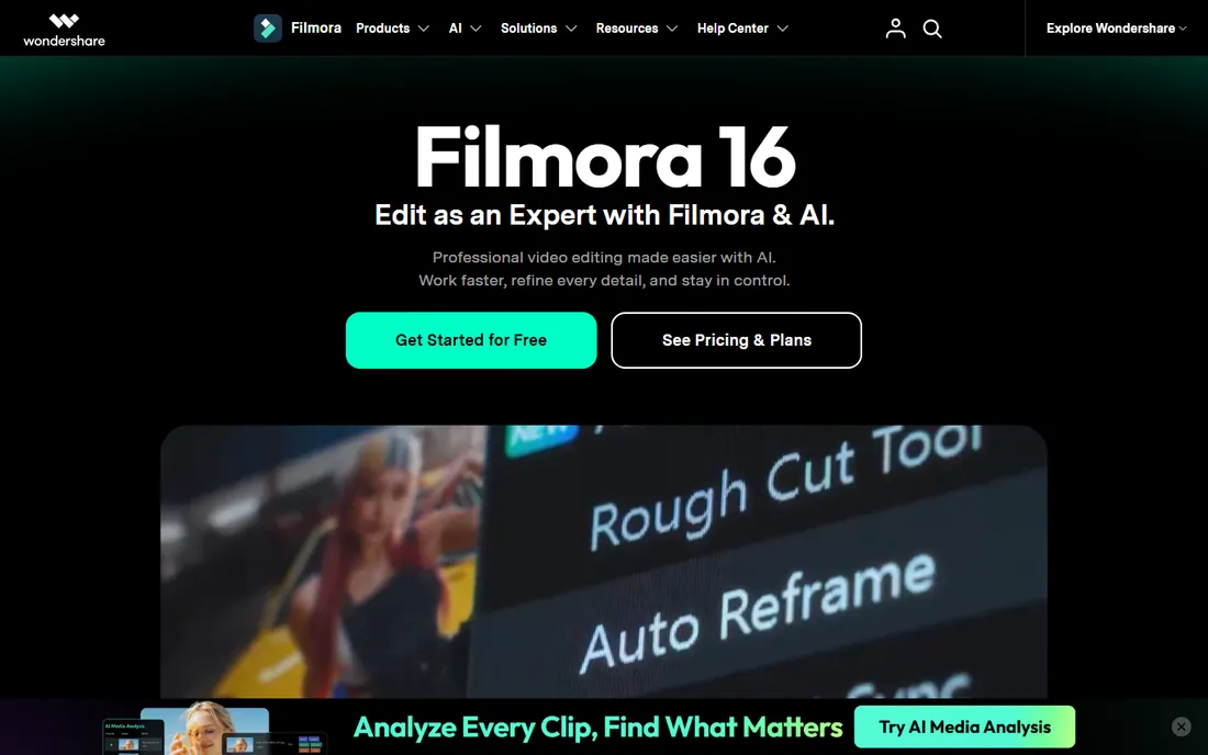 Filmora homepage