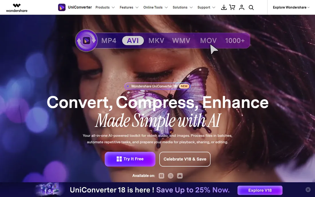 Wondershare UniConverter homepage