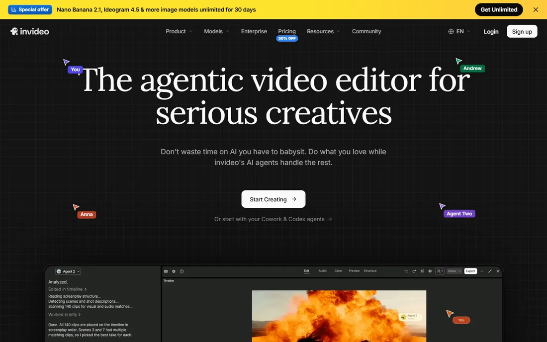 InVideo homepage