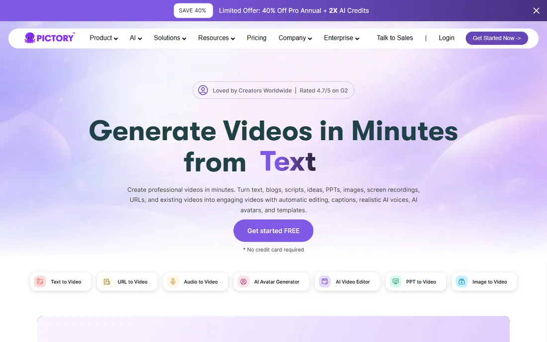 Pictory homepage