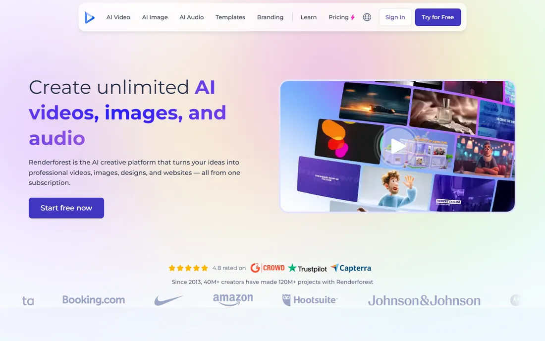 Renderforest homepage