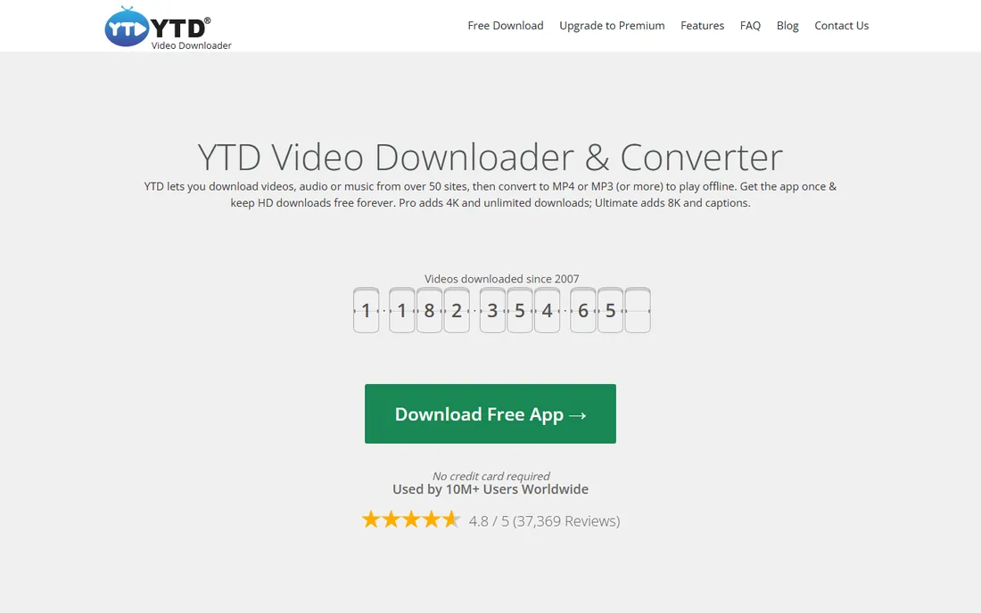 YTD Video Downloader homepage