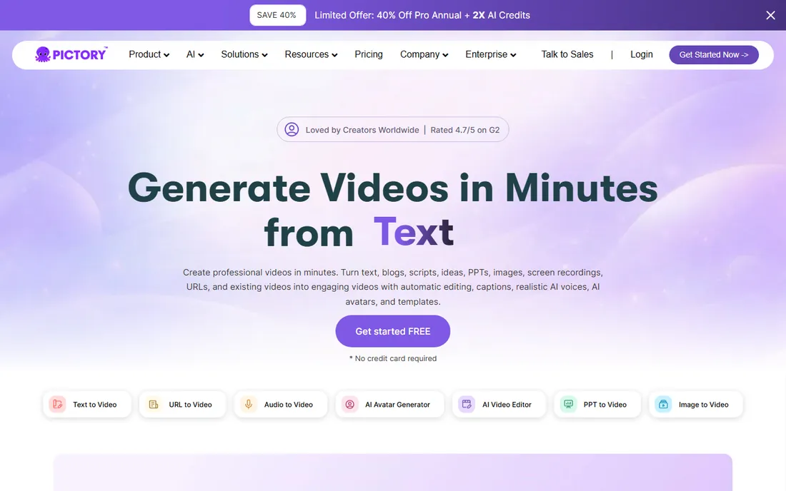 Pictory homepage