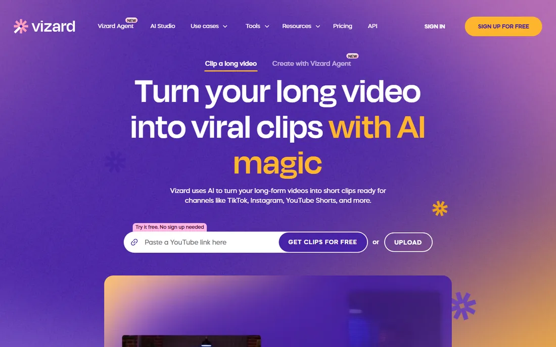Vizard homepage