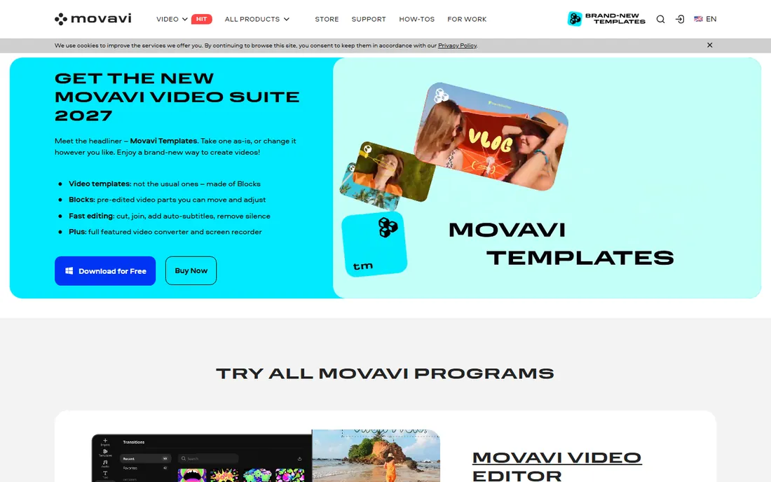 Movavi Video Editor homepage