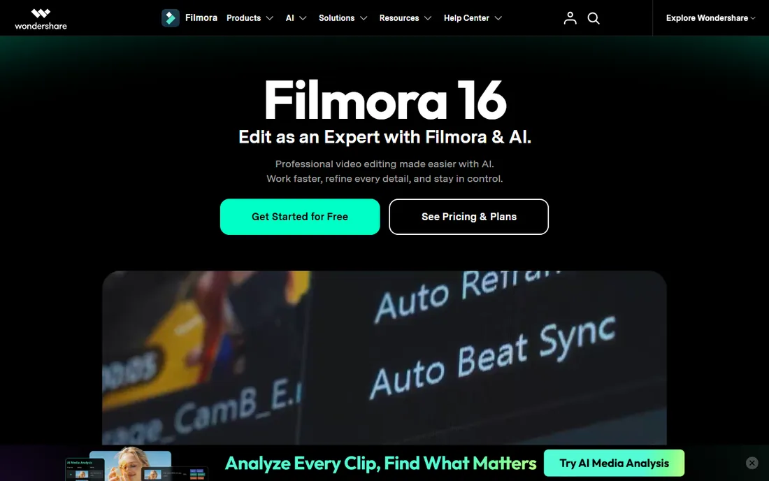Filmora homepage