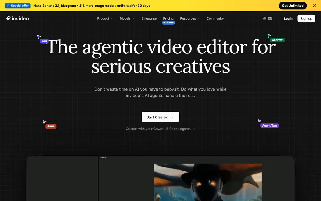InVideo homepage