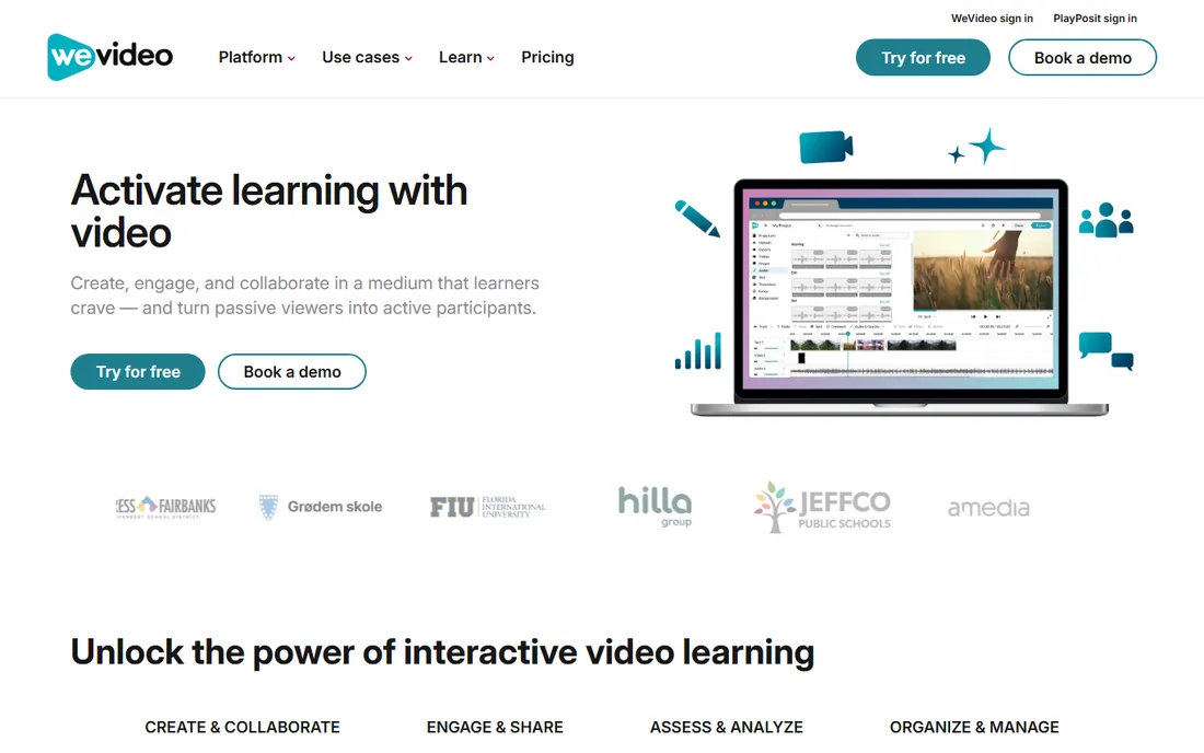 WeVideo homepage