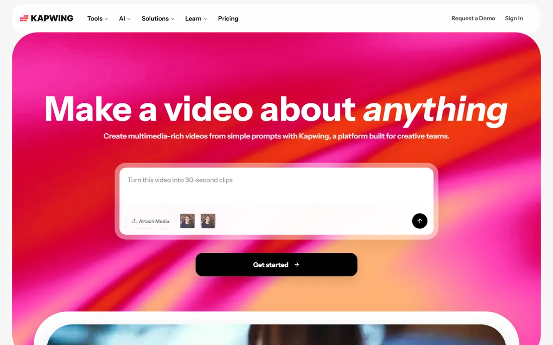 Kapwing homepage