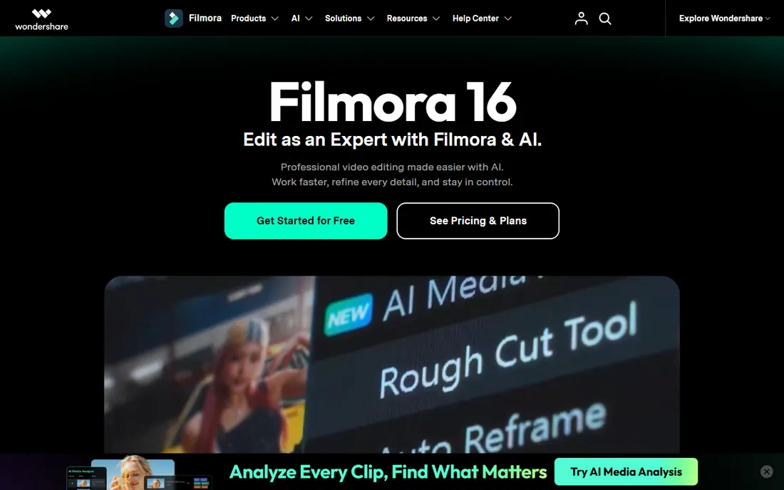 Filmora homepage