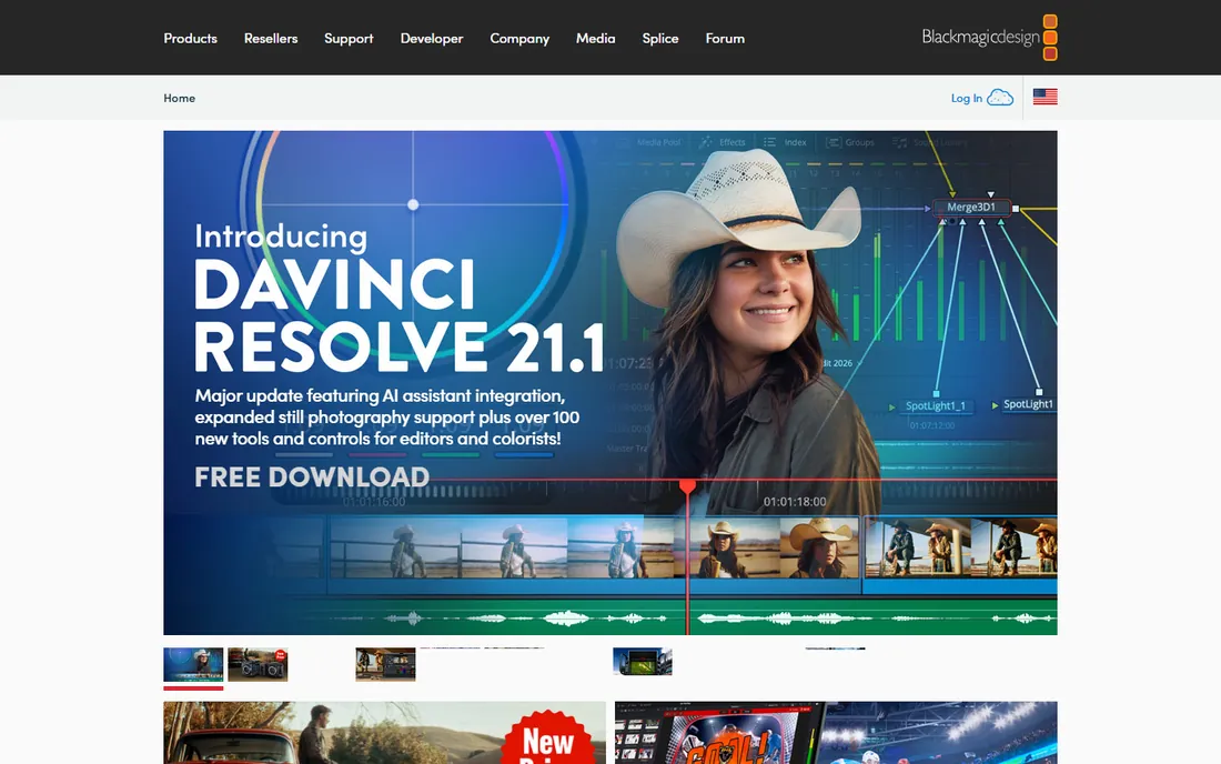 DaVinci Resolve homepage